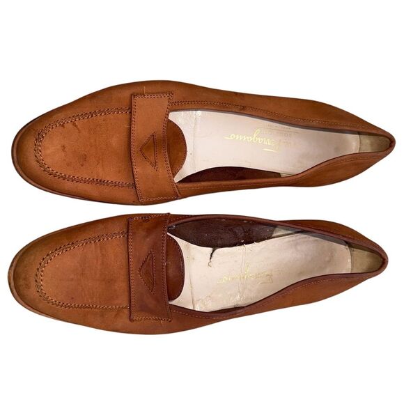 Salvatore Ferragamo women's Brown Suede Penny Loafers Size 8 AAA Narrow Shoes - Picture 2 of 13